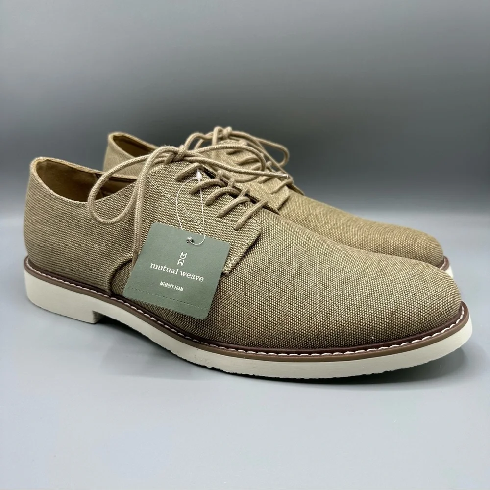 Mutual Weave Memory Foam Dress Sand Canvas Shoes Men’s Size 12 M